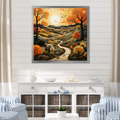 Countryside Autumn Orchards Painted II - Landscapes Wall Art Prints
