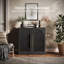 Ensemble de 4 armoires modulaires Ranlo avec portes en bois à double arc - ébène-133629858