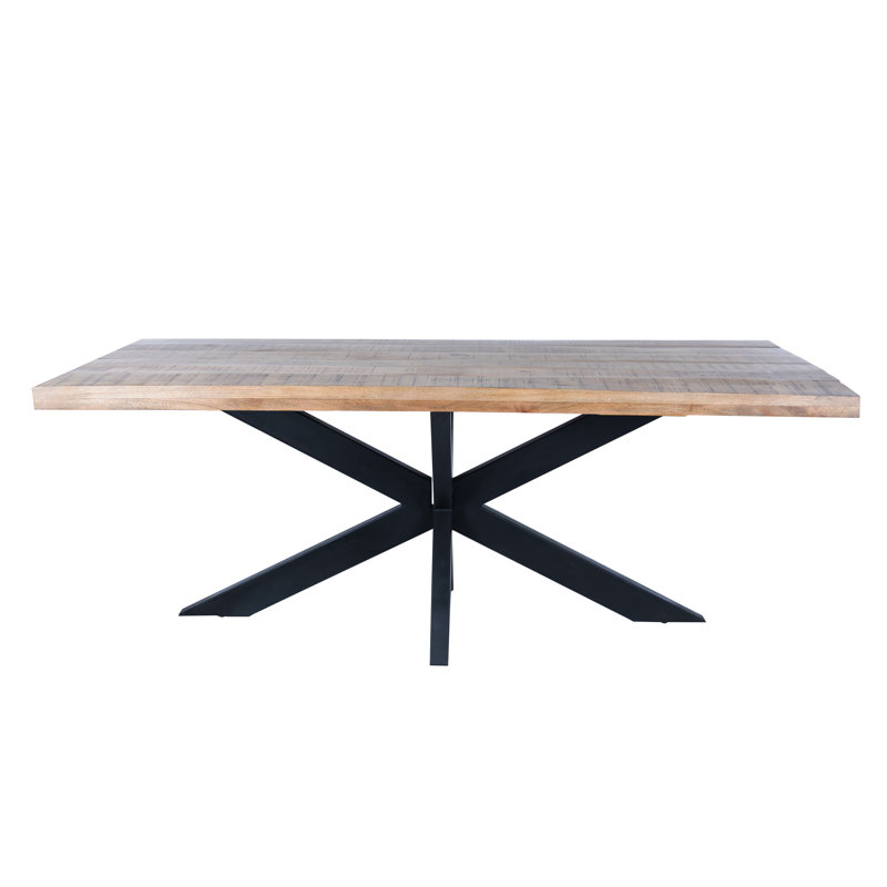 Discover Modern Elegance - Rectangle Dining Table with Mango Wood Top and Sturdy Spider Legs, 30" H x 80" W x 40" D