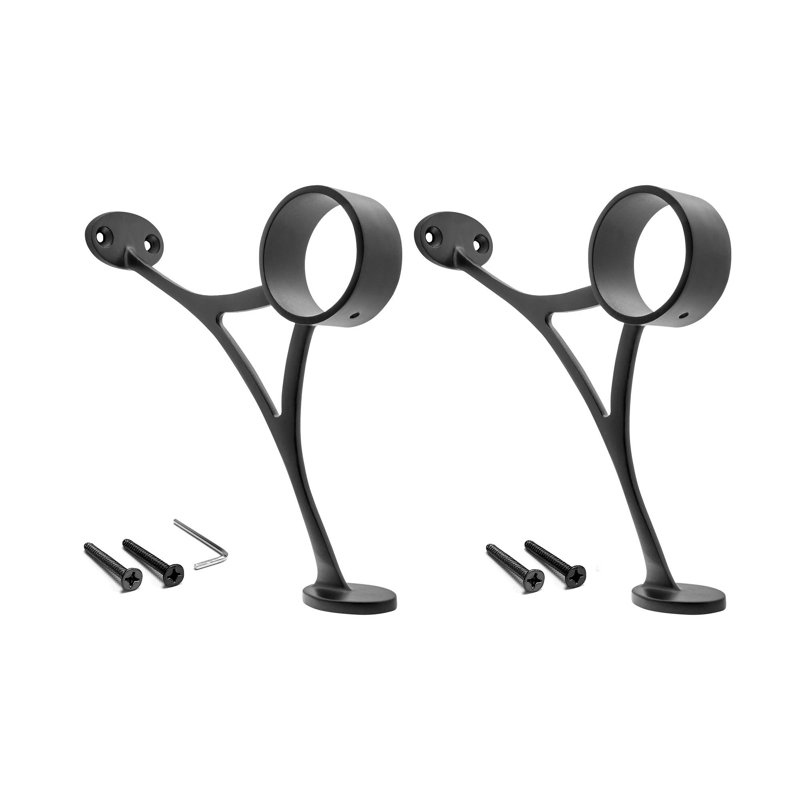 Support pour balustrade de 2 po Outwater, 6,69 po de hauteur, paquet de 2, Noir mat