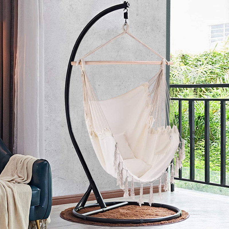 Nehir 1 Person Canvas Chair Hammock, Beige