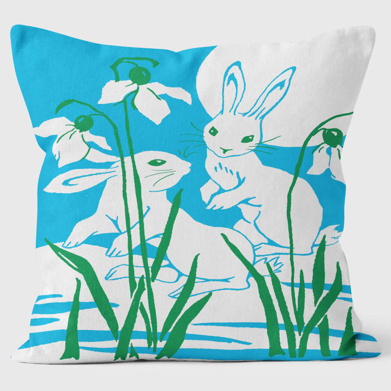 Rabbits and Snowdrops - Special Occasions Cushion