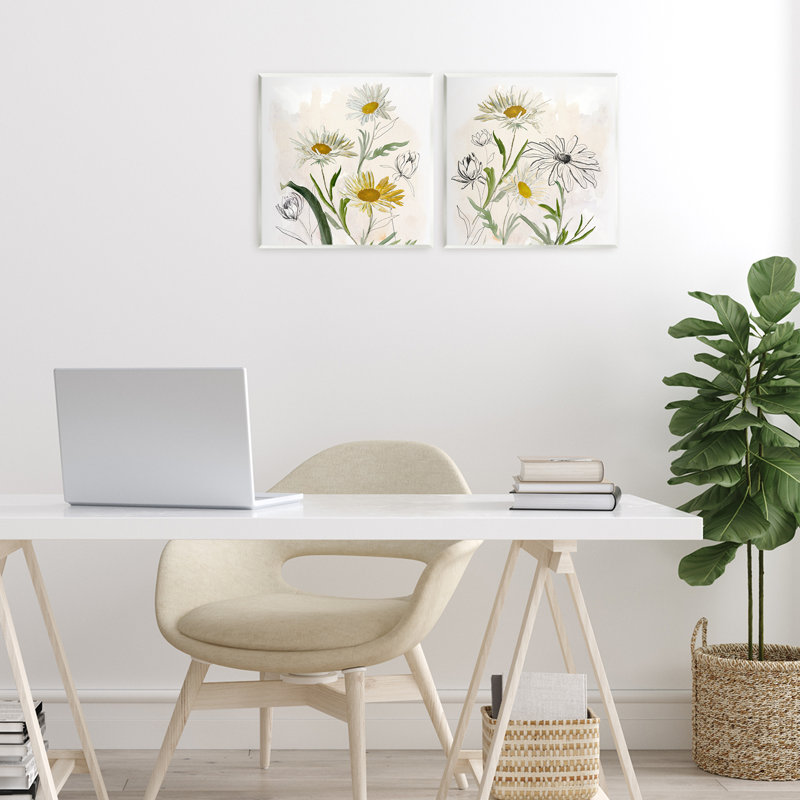 Ensemble de 2 plaques murales Pure and Simple Daisies, design par Jacob Q