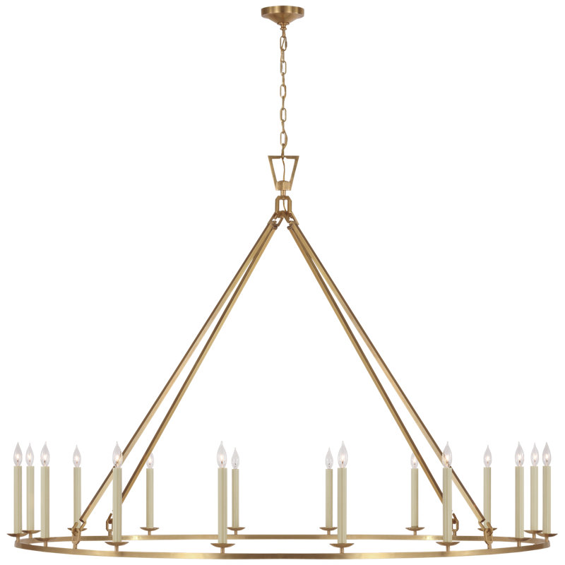 Darlana 16 - Light Wagon Wheel Chandelier, Antique-Burnished Brass, 41.5" H x 61.25" W x 61.75" D
