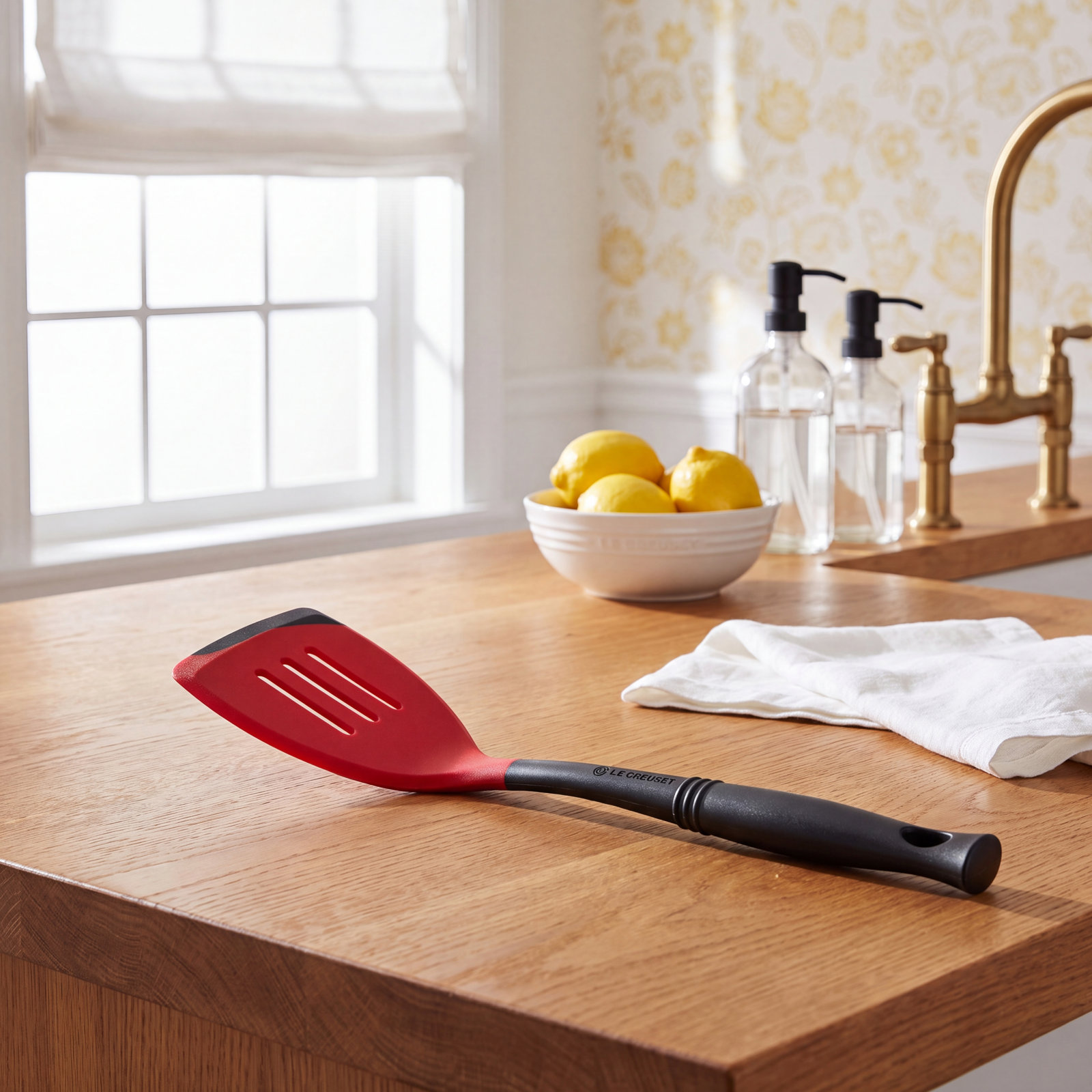 Le Creuset Revolution® Bi-Material Slotted Spatula, Cerise