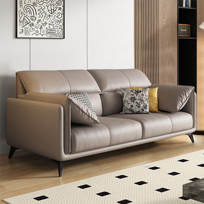 Gray Genuine Leather Standard Sofa cushion Loveseat