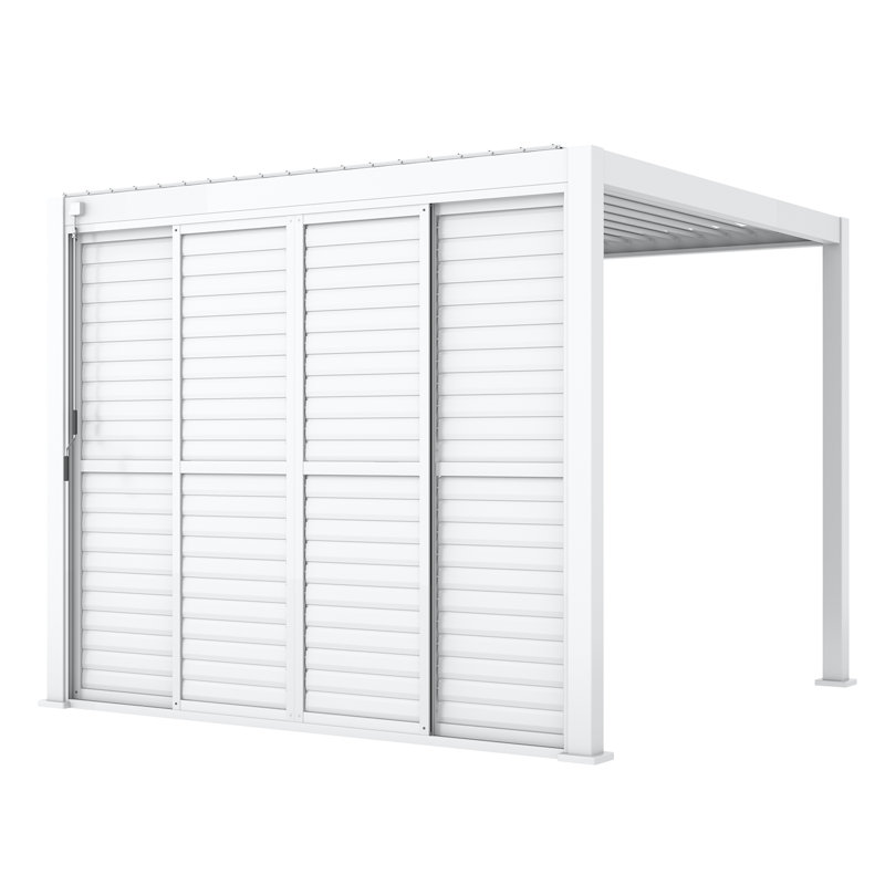 Louver Sliding Door for Pergola Accessory, White, 93" H x 109.8" W x 1.5" D