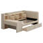 Lit de jour rembourré avec tiroirs, tablettes, armoires rabattables et table d'appoint-114217339