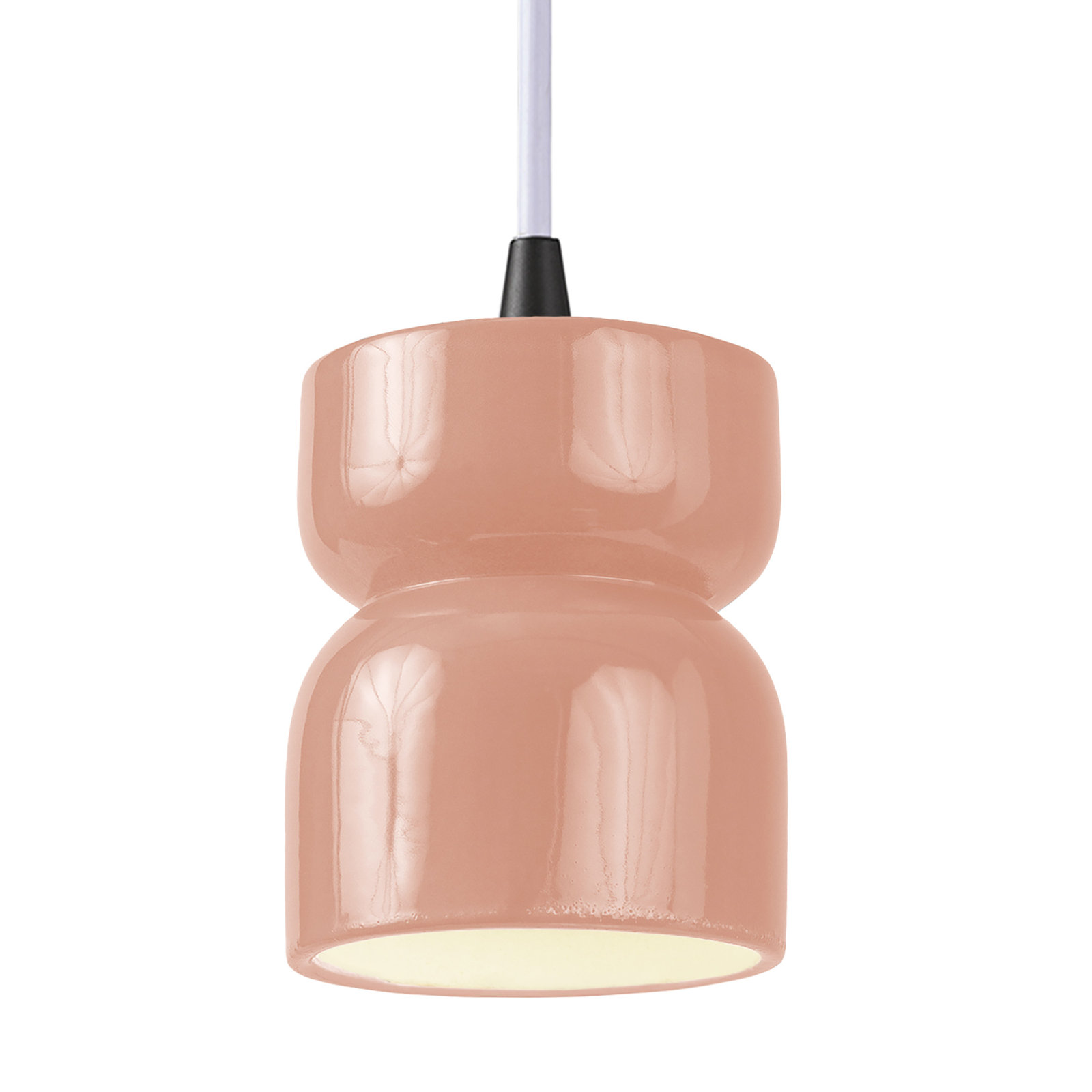 Nysta Ceramic Dimmable Pendant, Gloss Blush, Matte Black