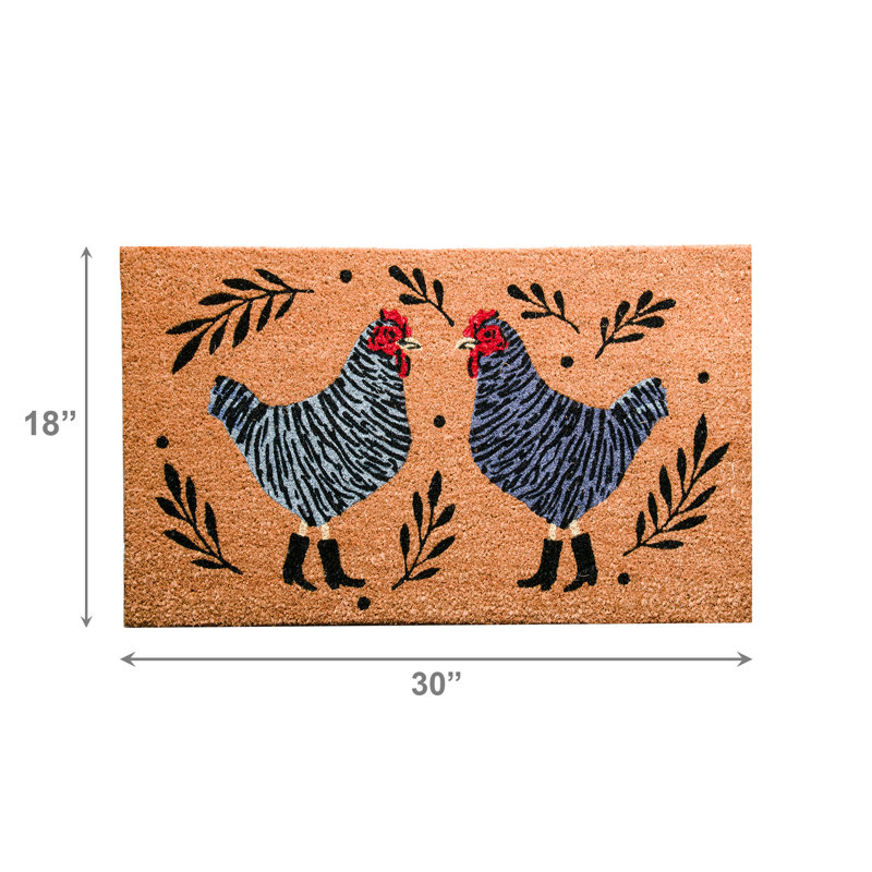 Coir Door Mat Roosters