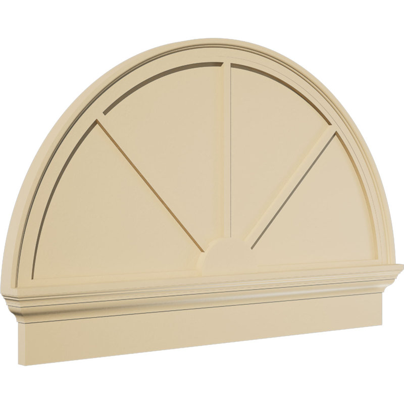 Demi-rond signature fronton en uréthane, brun clair apprêté, 40 po x 26,75 po x 2,75 po, Combinaison, 3 rayons