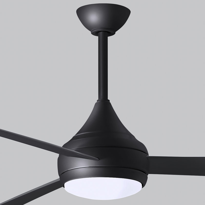 Donaire LED Outdoor Downrod Ceiling Fan, Matte Black, Matte Black