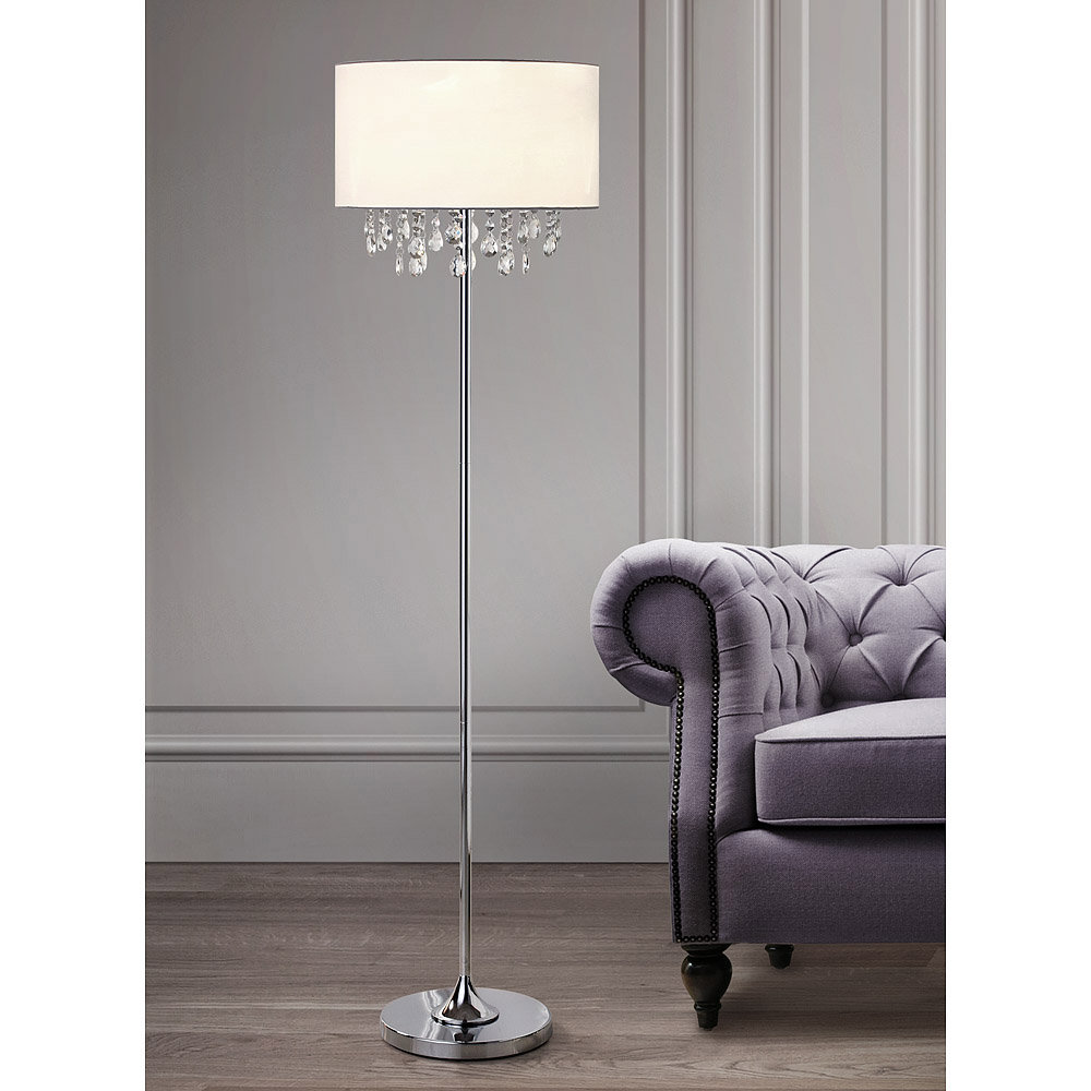 Elina Crystals 61" Traditional Floor Lamp House of Hampton® Base 