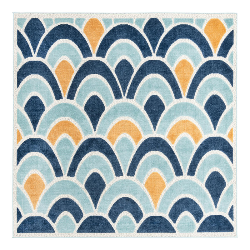 Hayworth Indoor/Outdoor Rug Blue, Square 7'10"