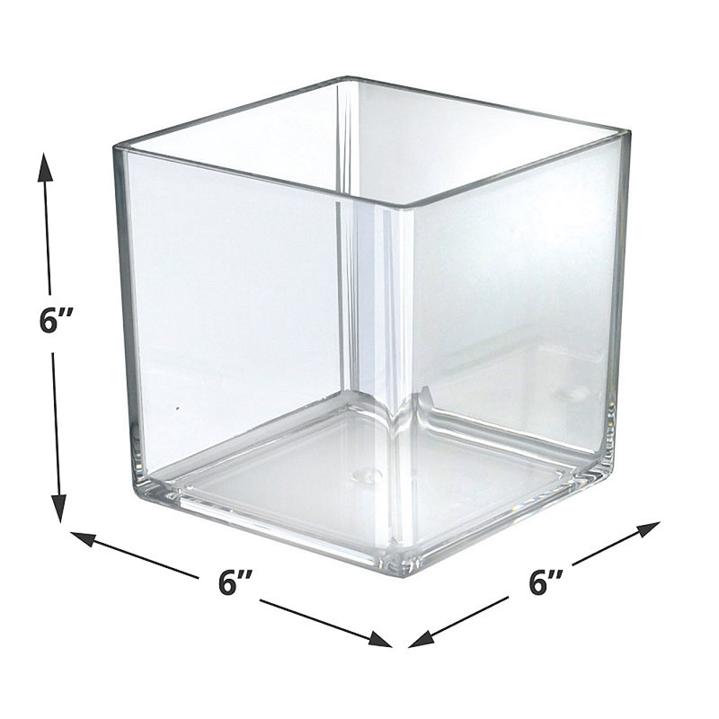 6" Deluxe Clear Acrylic Square Cube Bin for Counter, 4-Pack