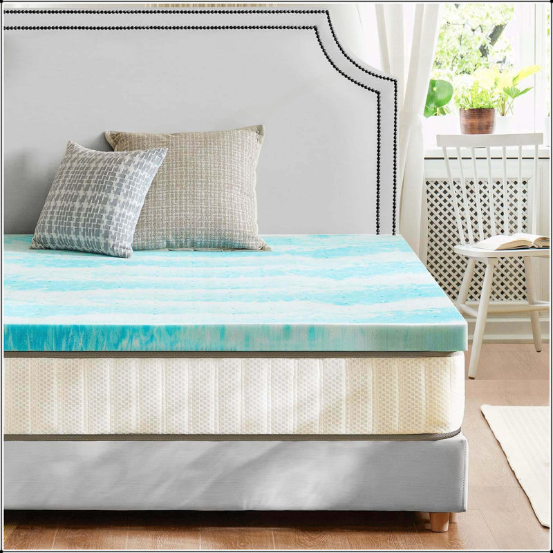 Surmatelas en mousse viscoélastique infusée de gel rafraîchissant pour maux de dos, 2 pouces, Double