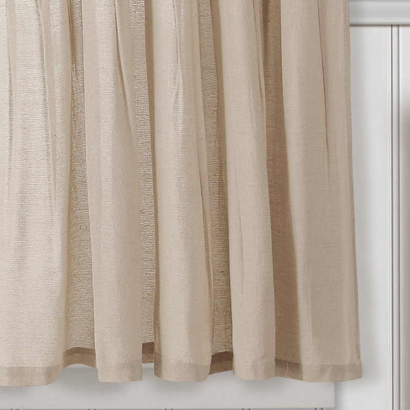 Linen Button Cotton Blend Tailored 29'' W Cafe Curtain, 29" W x 36" L, Dark Linen