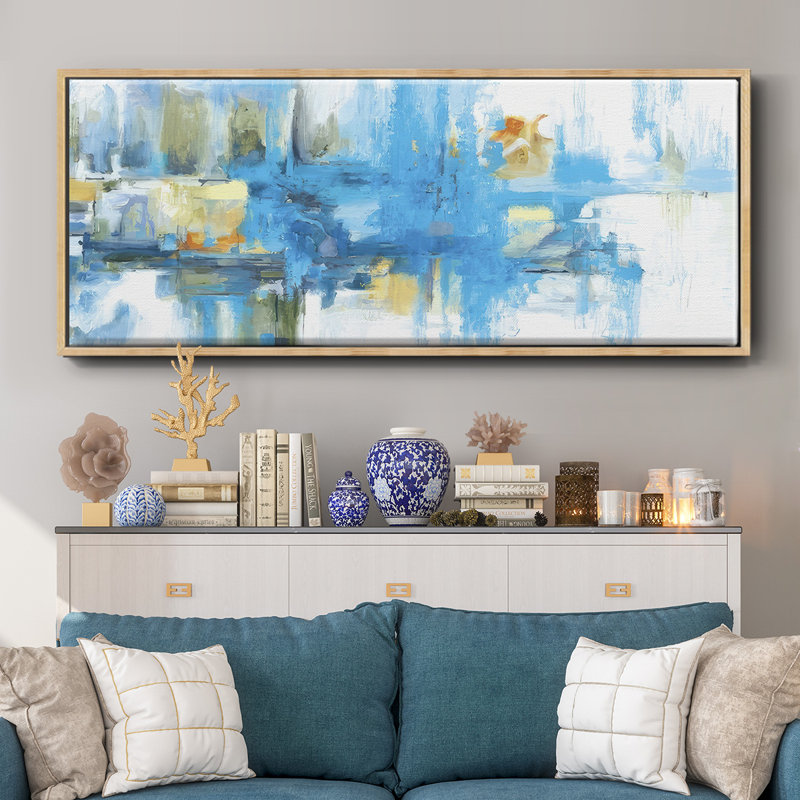 Metro Blue - Framed Canvas, 20" H x 50" W
