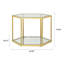 Table basse élégante avec structure en acier inoxydable doré et verre trempé double couche, parfaite pour les salons modernes