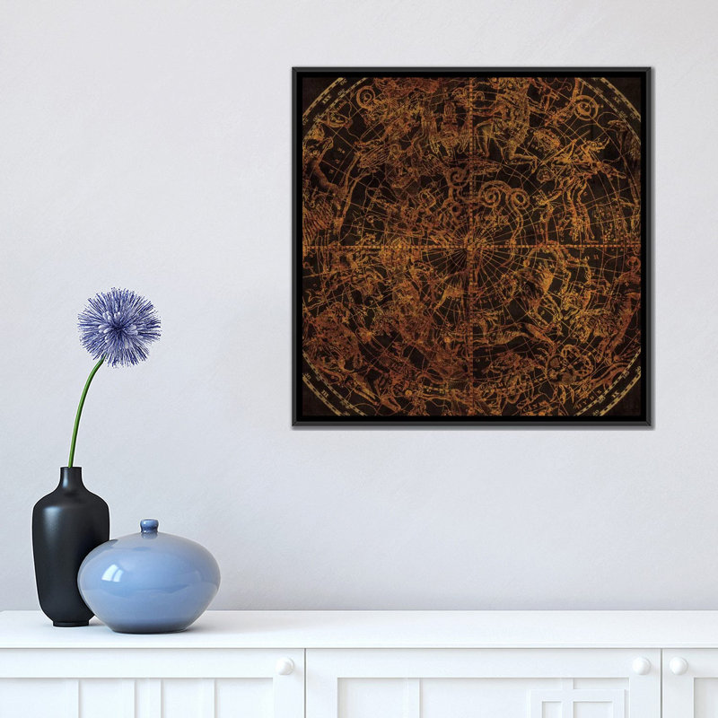 «Northern Celestial Sphere», impression sur toile, H 18 po x l 18 po x P 1,5 po, Toile avec cadre noir, Pas de tapis