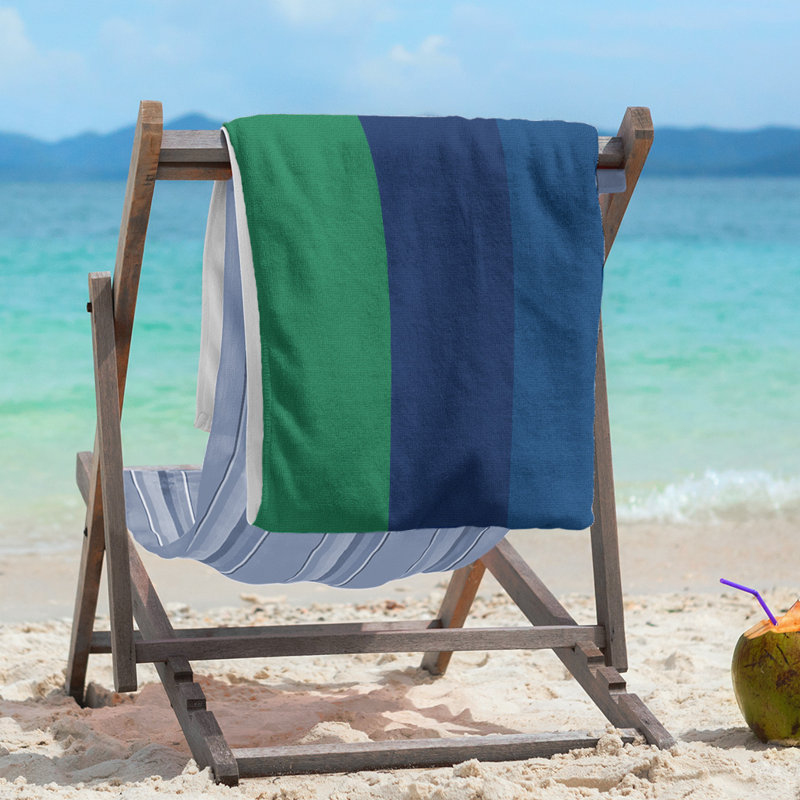 Vancouver Lightweight Beach Towel, Green/Blue/Dark Blue, Microfiber