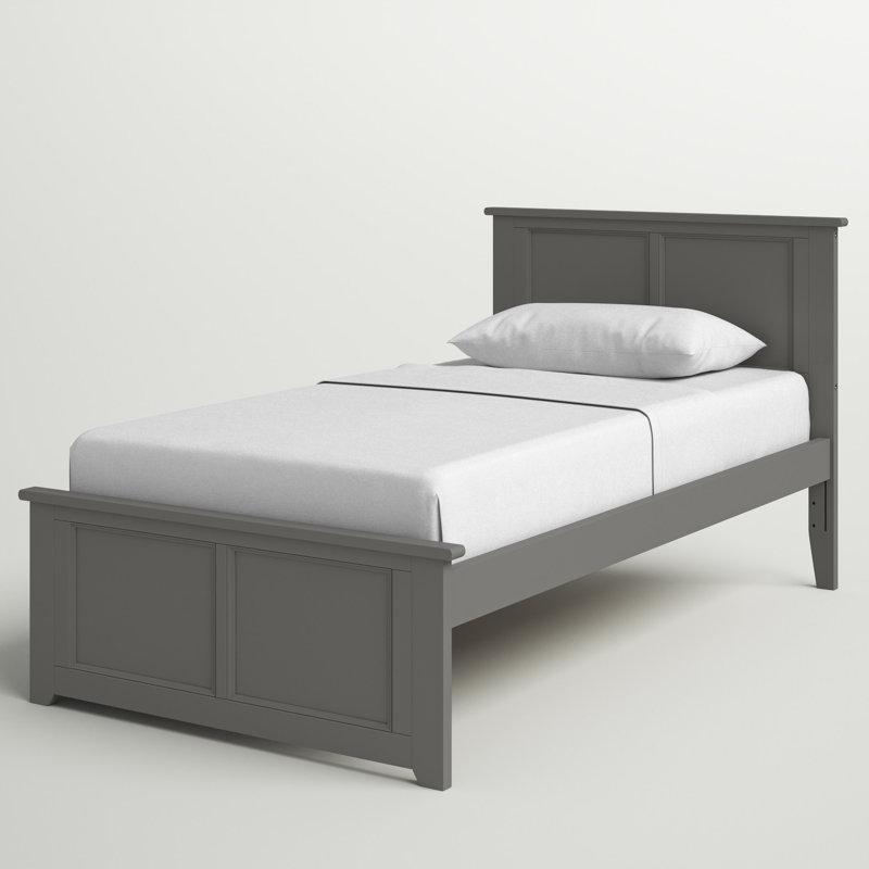 Lit plateforme en bois massif avec lit gigogne Henrichs , Gris, Lit simple