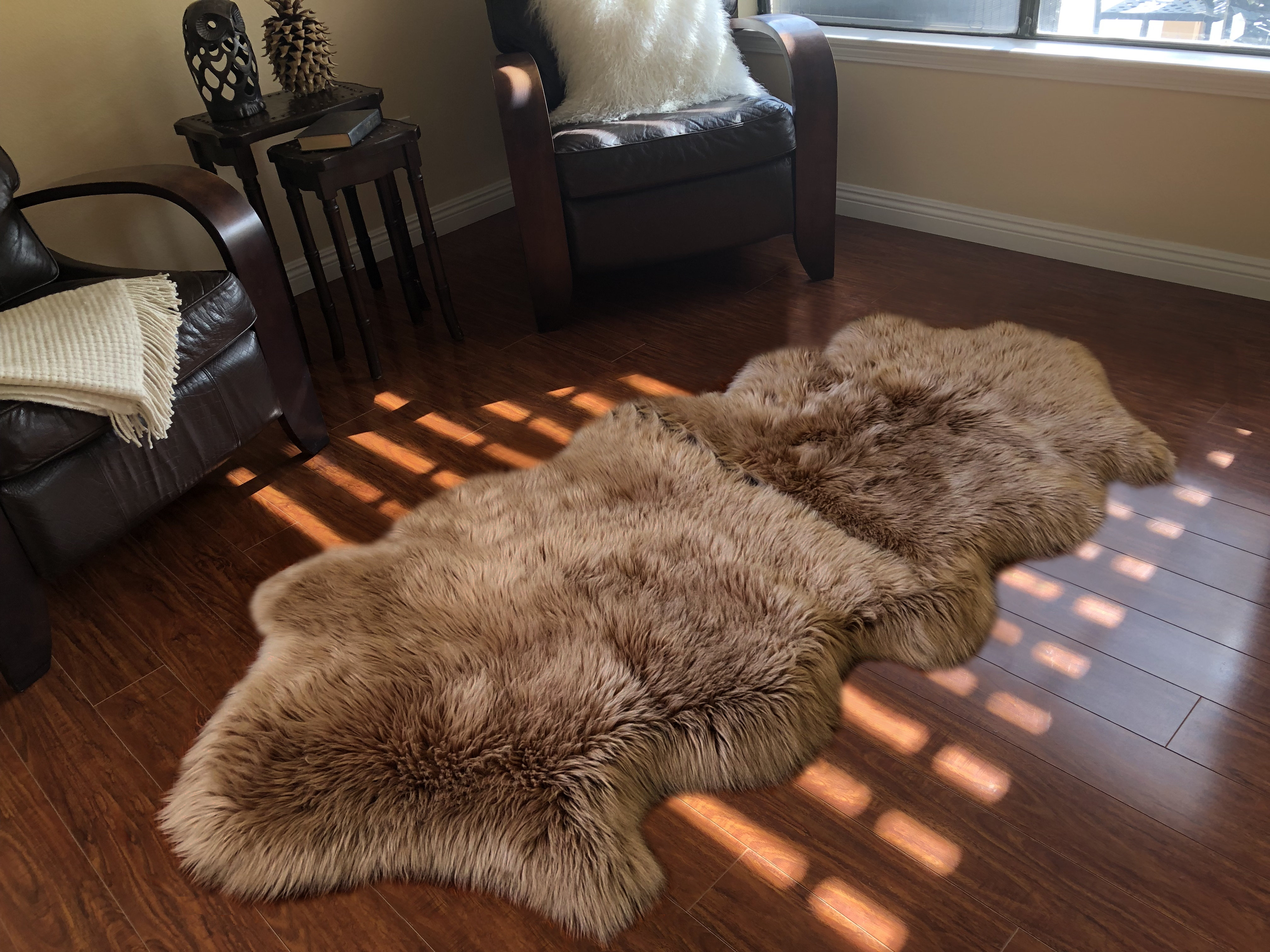Union Rustic Wheless Handmade Shag Sheepskin Light Brown Area Rug ...