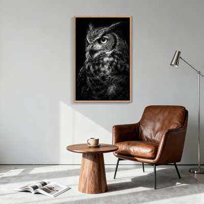 Ensemble de 1 tableau sur toile représentant un hibou