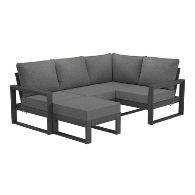 Patio 5-Piece Deep Seating Set With Ottoman With Frame