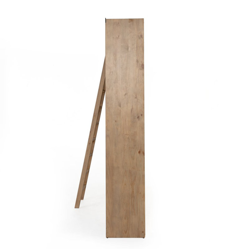 Bane Solid Wood Bookcase, Smoked Pine