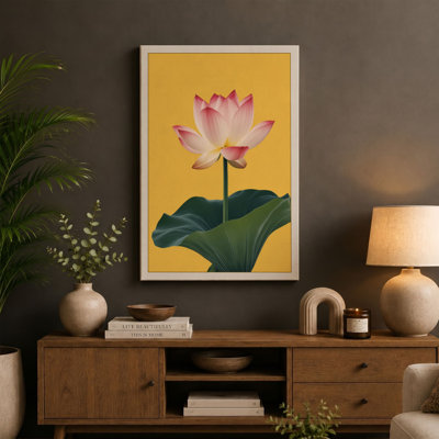 Single Lotus Bloom Botanical - Wrapped Canvas
