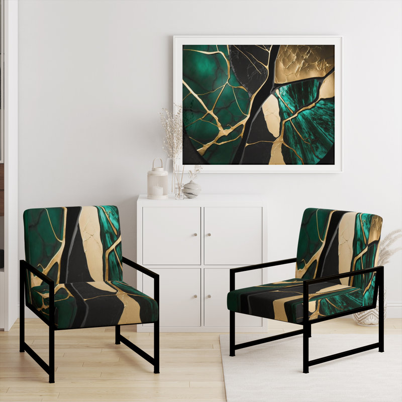Fauteuil d'appoint rembourré en marbre Daelen, Noir, noir, noir, noir
