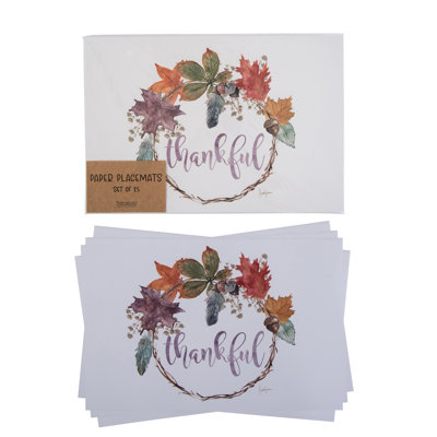 Ensemble de 25 napperons en papier Thankful Wreath - décor de table multicolore Fall Harvest pour une utilisation à l'intérieur, parfait pour les rassemblements de l'Action de grâce, les cadeaux et les cadeaux d'hôtesse - améliorez votre expérience culinaire!