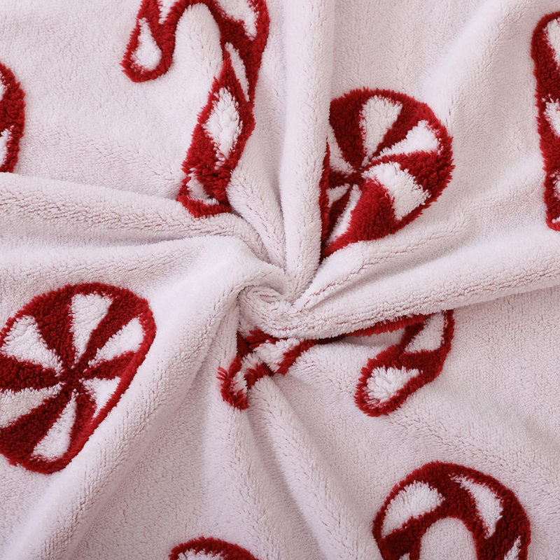  Jeté de Noël pour canapé avec canne en bonbon, couvertures en microfibre touffetée en molleton doux, L 50 po x l 60 po