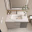Comptoir de meuble-lavabo Bianco Carrara Venato de 37,01 po x 22,01 po x 0,71 po, 1 trou de robinet pré-percé et dosseret de 4 po + lavabo rectangulaire encastré, comptoir de salle de bain en pierre frittée blanche pour armoire de salle de bain standard de 36 po-129776698