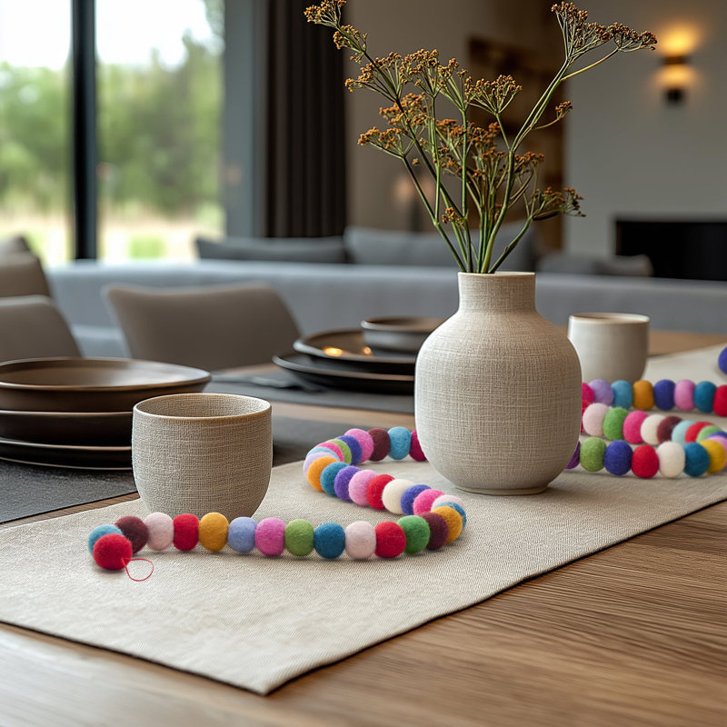 MODWOOL 75" Wool Ball Garland - Multicolor