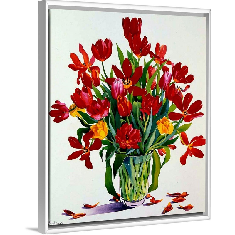 " Tulips " by Christopher Ryland, White Framed, 32" H x 26" W x 1.75" D