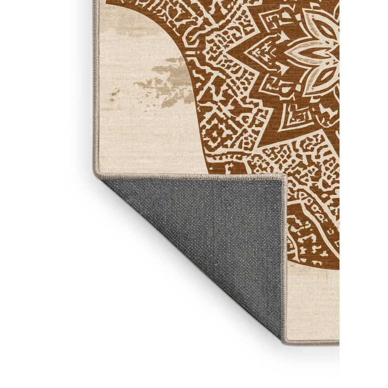 Tapis moelleux moelleux d'inspiration mondiale Pitkin en beige - reliure beige, 8 x 10
