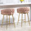 Ensemble de 2 tabourets de bar 26 po à hauteur de comptoir avec base chromée à dossier ondulé et repose-pieds-1092506754