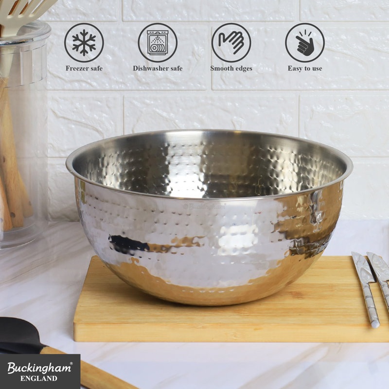 Buckingham Salad Mixing Bowl Stainless Steel with Hammered Effect, 30cm