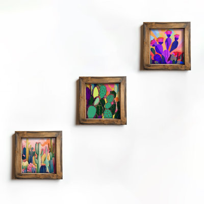 Elegant Decorative Framed Painting Set (3 Pieces), 16 x 16 x 0.8 inches | 100% MDF with UV Printing, Framed in 100% Spruce Wood | Perfect for Living Room, Bedroom & Office Decor, Eye-Catching Wall Art
