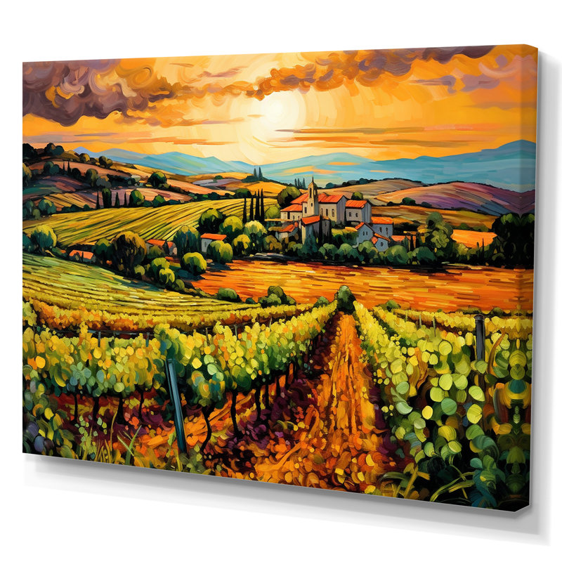 «Vangogh Sunlit Vineyard I», reproduction d'art sur toile inspirée par Vincent Van Gogh, H 30 po x l 40 po, Toile tendue