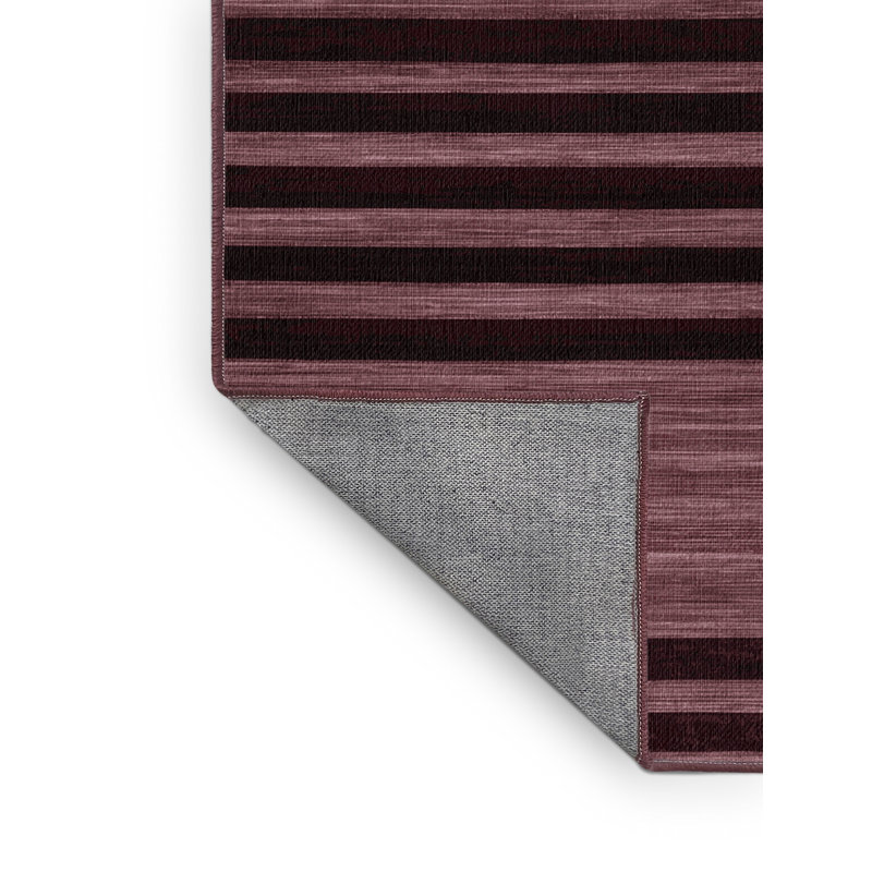 Tapis brun à rayures horizontales lavable à la machine, Carré 5 pi