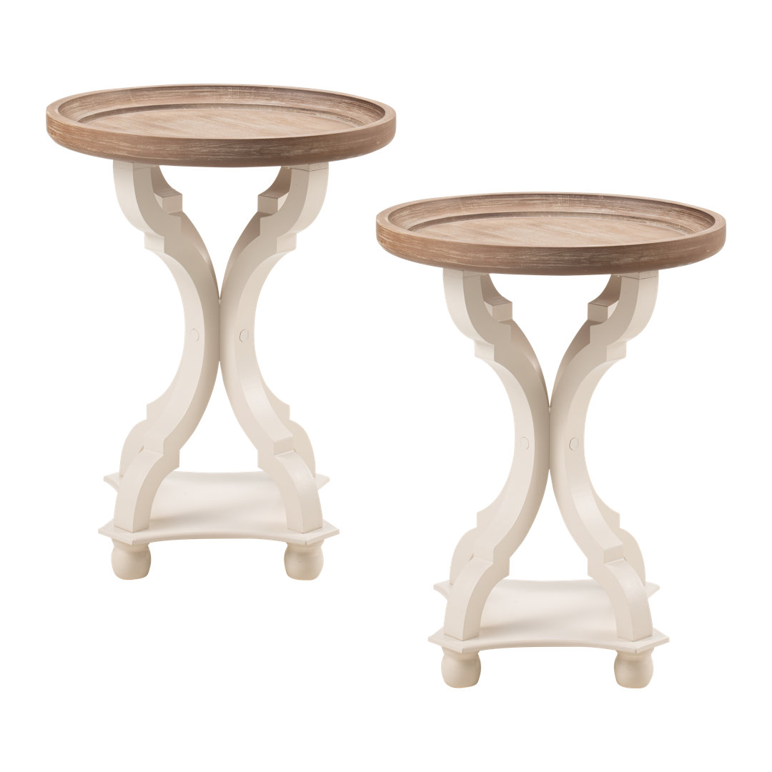 Kiel Rustic Farmhouse Cottage Core Accent End Table, Natural Tray Top Side Table Nightstand (Set of 2) One Allium Way®