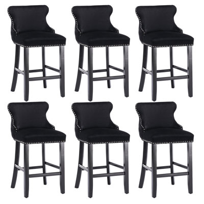 26.7" Velvet Upholstered Back Counter Barstools