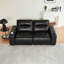 Causeuse inclinable électrique en cuir véritable avec ports de charge USB et porte-gobelets, noir-824860732
