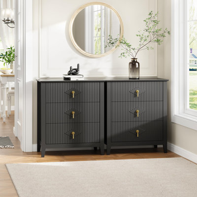 Commode cannelée pour chambre à coucher, commode à 3 tiroirs de 27,5 po de largeur pour chambre à coucher, commode moderne
