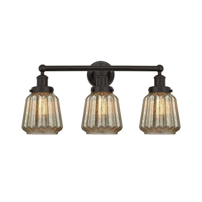 Éclairage pour meuble-lavabo à 3 lumières Aretzy, Transparent, Bronze huilé