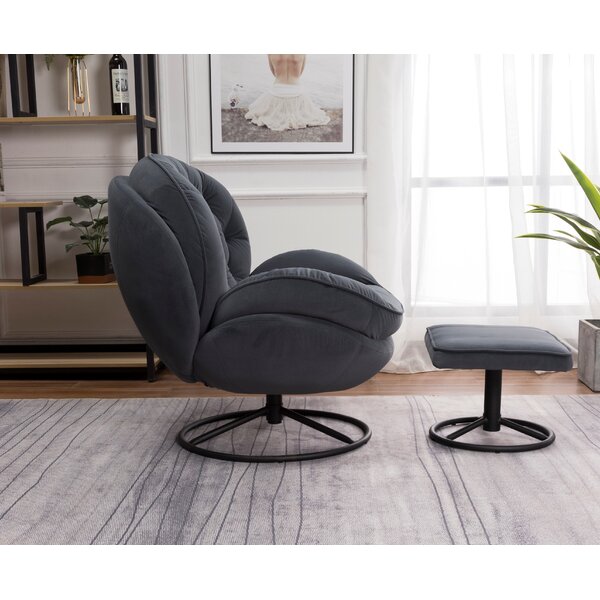 Mercury Row® Myler Velvet Swivel Accent Chair with Ottoman & Reviews ...