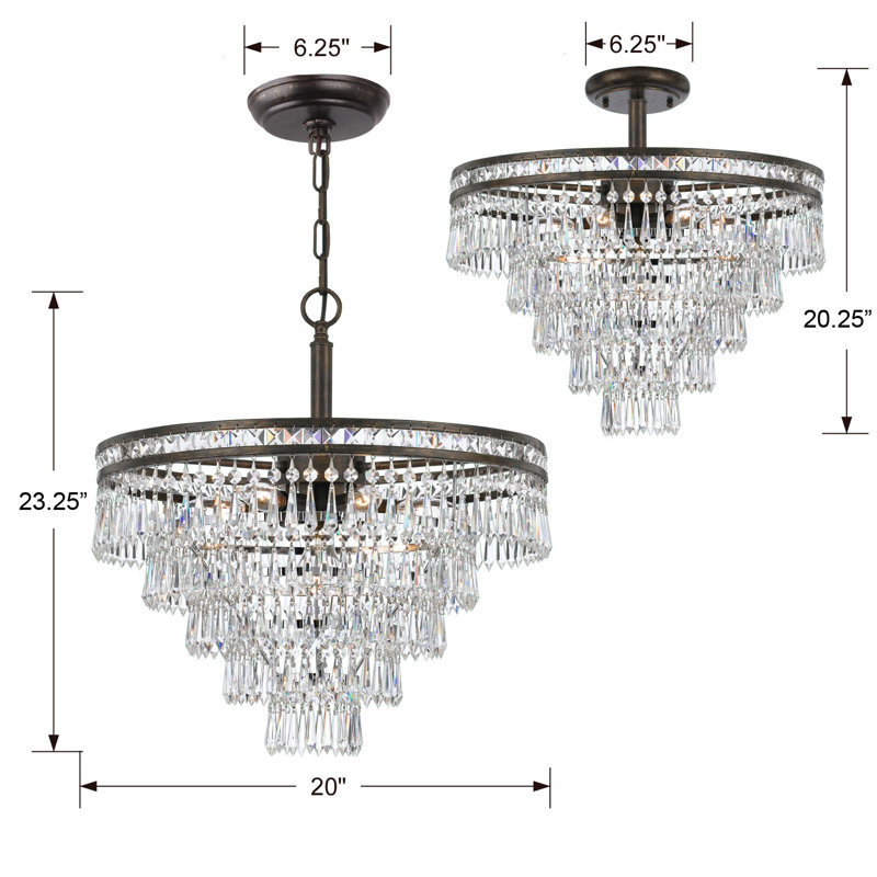 Plafonnier semi-encastré 7 lumières 20 po Dapo, Bronze anglais